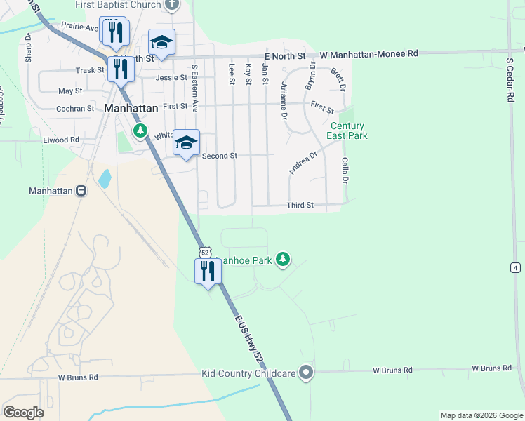 map of restaurants, bars, coffee shops, grocery stores, and more near 115 Third Street in Manhattan