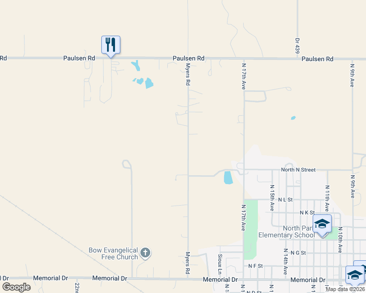 map of restaurants, bars, coffee shops, grocery stores, and more near Myers Road in Broken Bow