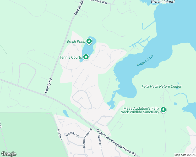 map of restaurants, bars, coffee shops, grocery stores, and more near 21 Sengekontacket Road in Edgartown
