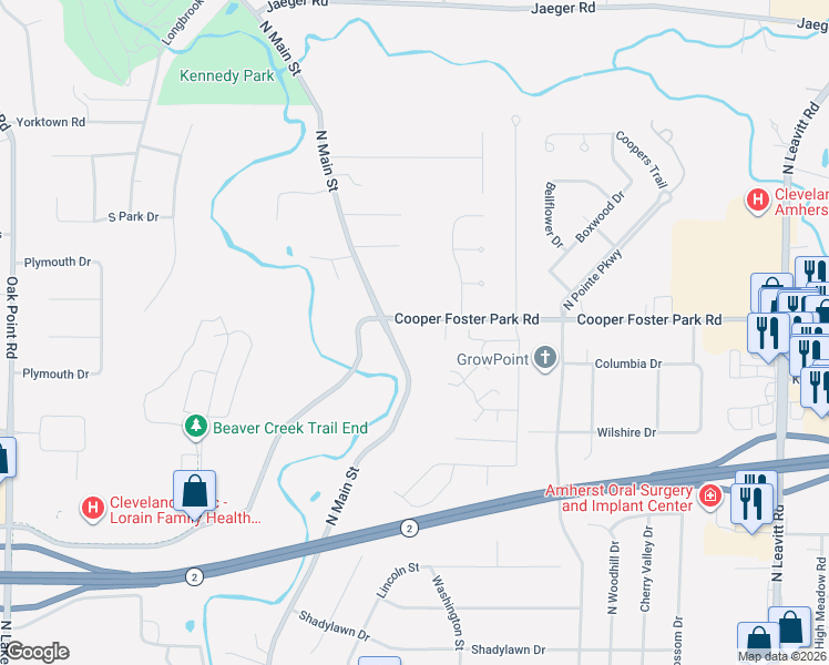 map of restaurants, bars, coffee shops, grocery stores, and more near 210 Cooper Foster Park Road in Amherst