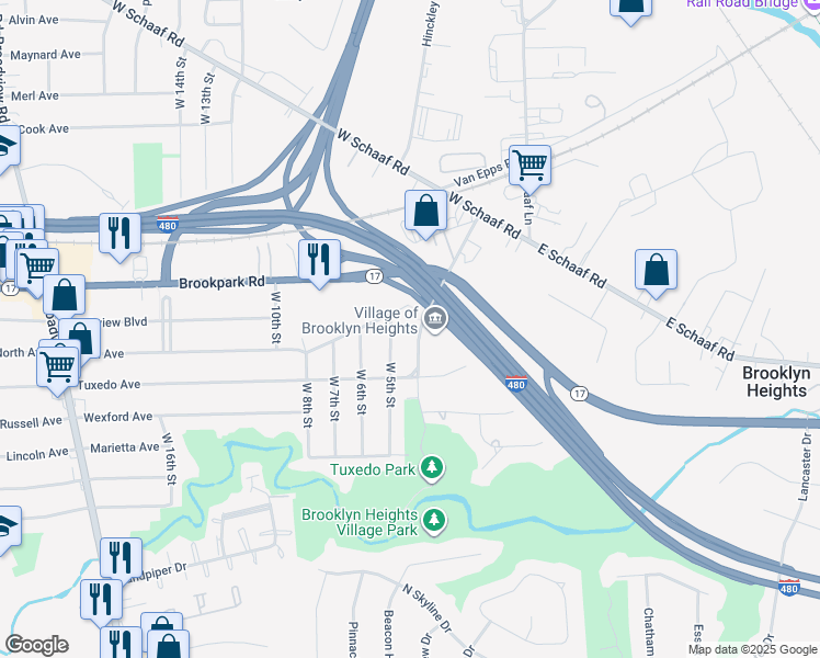 map of restaurants, bars, coffee shops, grocery stores, and more near 344 Tuxedo Avenue in Brooklyn Heights