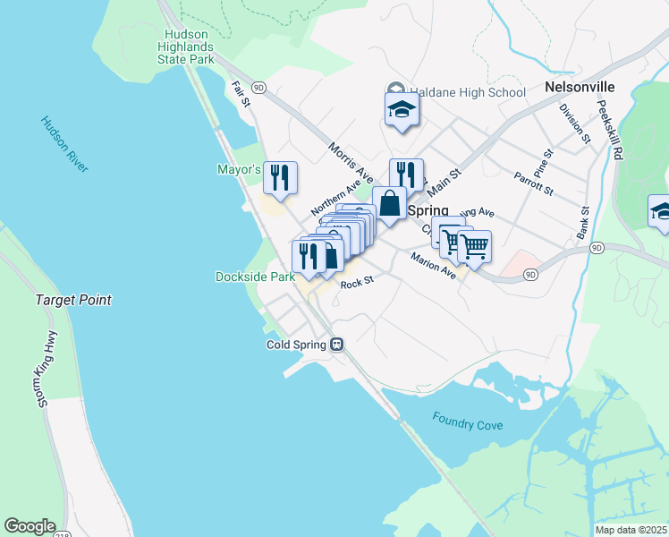 map of restaurants, bars, coffee shops, grocery stores, and more near 4 Stone Street in Cold Spring