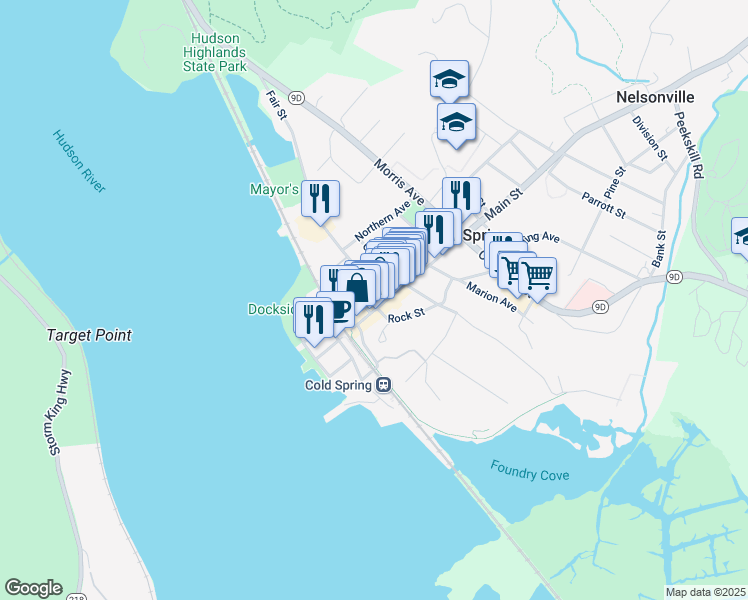 map of restaurants, bars, coffee shops, grocery stores, and more near 4 Stone Street in Cold Spring