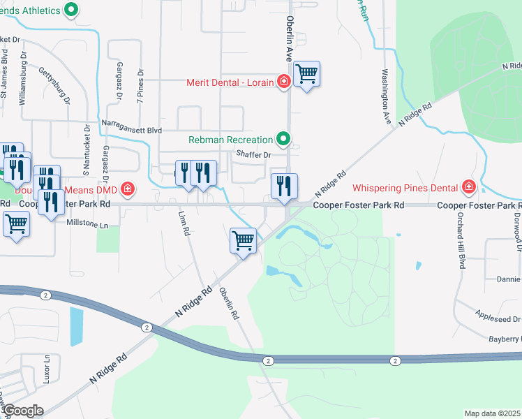 map of restaurants, bars, coffee shops, grocery stores, and more near 1317 Cooper Foster Park Road in Amherst