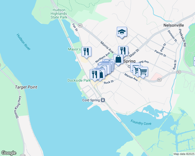 map of restaurants, bars, coffee shops, grocery stores, and more near 4 Stone Street in Cold Spring