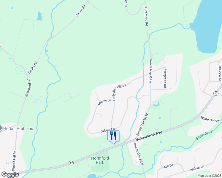 map of restaurants, bars, coffee shops, grocery stores, and more near 61 Holly Mar Hill Road in North Branford