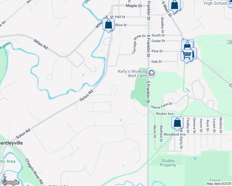 map of restaurants, bars, coffee shops, grocery stores, and more near 431 Somerset Drive in Chagrin Falls