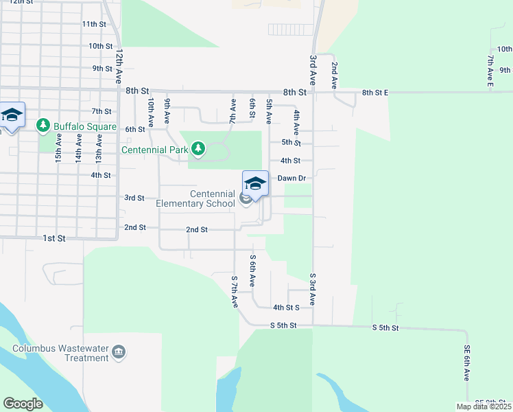 map of restaurants, bars, coffee shops, grocery stores, and more near 500 Centennial Street in Columbus