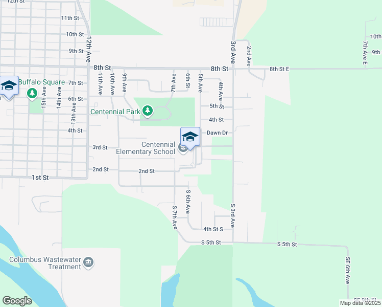 map of restaurants, bars, coffee shops, grocery stores, and more near 500 Centennial Street in Columbus