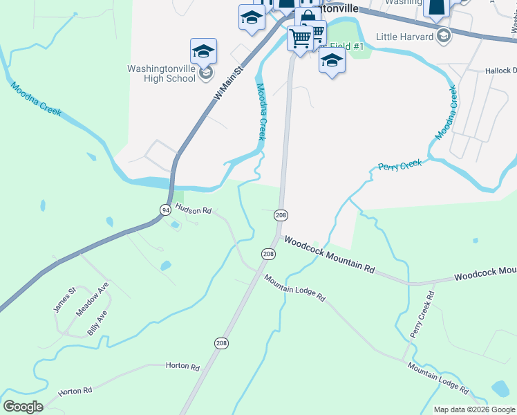 map of restaurants, bars, coffee shops, grocery stores, and more near 1543 New York 208 in Washingtonville