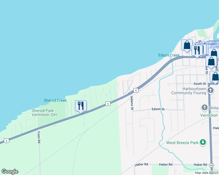 map of restaurants, bars, coffee shops, grocery stores, and more near 4600 Compass Rose in Vermilion