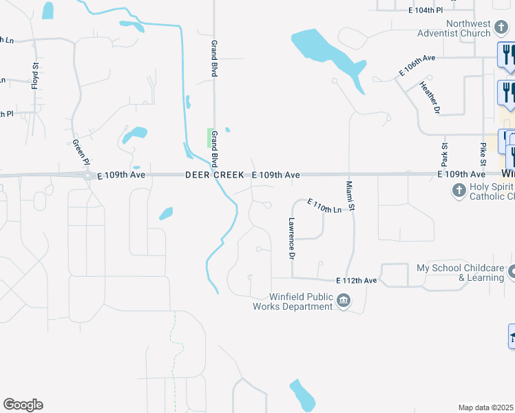 map of restaurants, bars, coffee shops, grocery stores, and more near 6722 Linden Drive in Crown Point