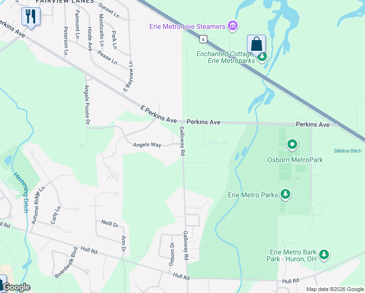 map of restaurants, bars, coffee shops, grocery stores, and more near Township Highway 118 in Shinrock