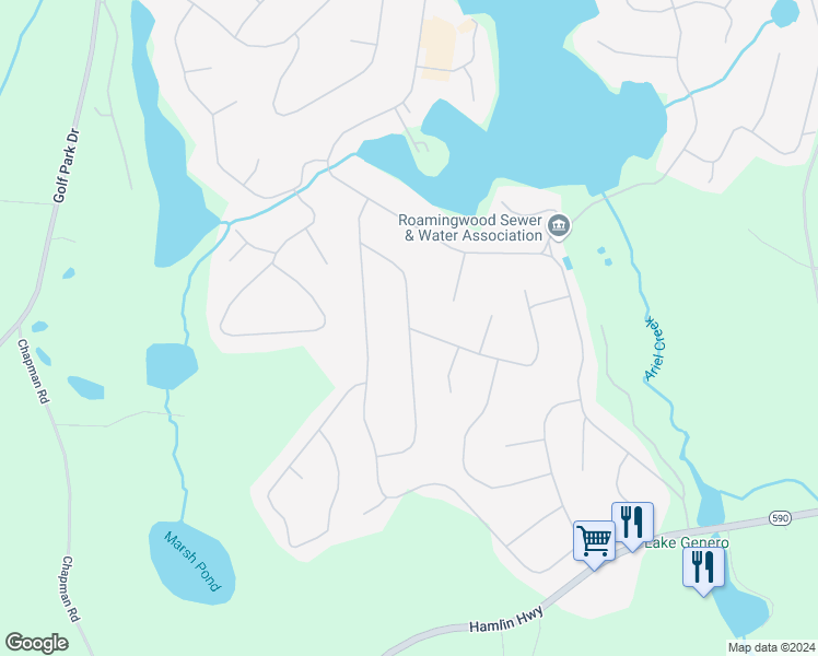 map of restaurants, bars, coffee shops, grocery stores, and more near Cedarwood Terrace in Hamlin