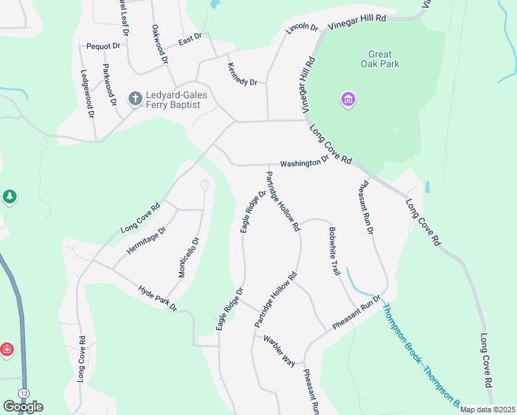 map of restaurants, bars, coffee shops, grocery stores, and more near 5 Eagle Ridge Drive in Ledyard