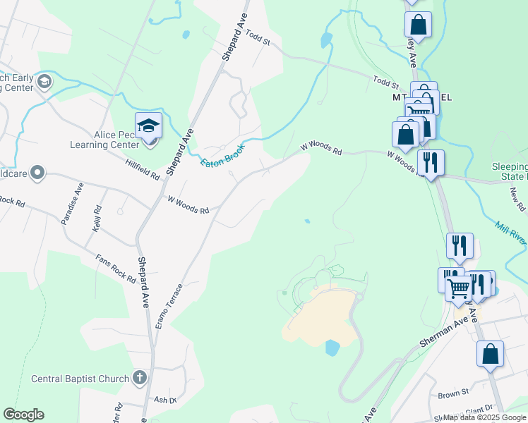 map of restaurants, bars, coffee shops, grocery stores, and more near 81 Serafin Court in Hamden