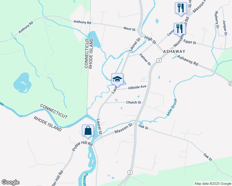 map of restaurants, bars, coffee shops, grocery stores, and more near 23 Hillside Avenue in Hopkinton