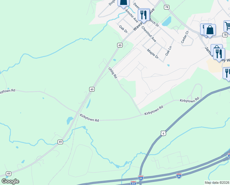 map of restaurants, bars, coffee shops, grocery stores, and more near 47 Uhlig Road in Middletown