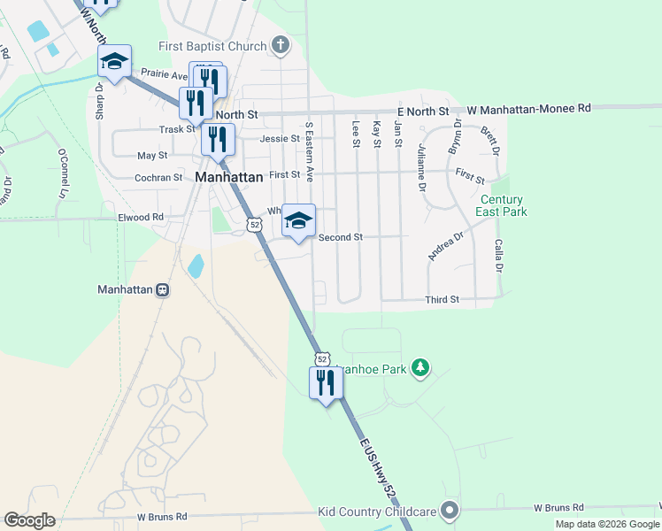 map of restaurants, bars, coffee shops, grocery stores, and more near 525 Thelma Street in Manhattan