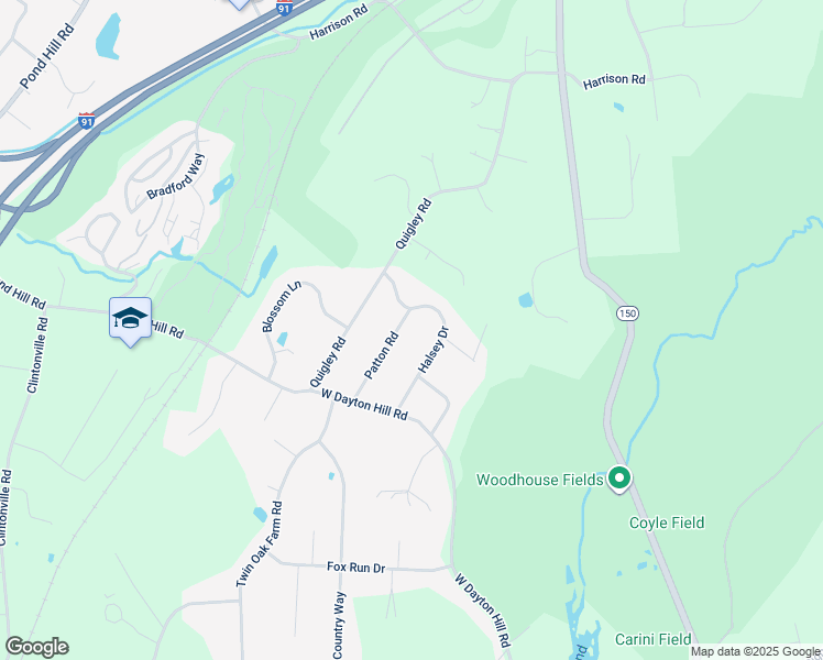 map of restaurants, bars, coffee shops, grocery stores, and more near 32 Patton Road in Wallingford