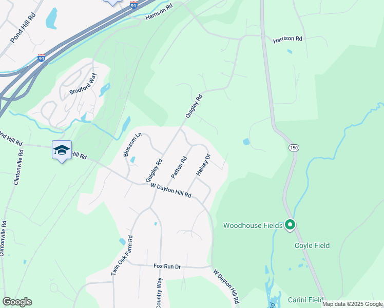 map of restaurants, bars, coffee shops, grocery stores, and more near 32 Patton Road in Wallingford