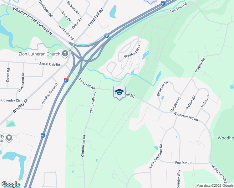 map of restaurants, bars, coffee shops, grocery stores, and more near 297 Pond Hill Road in Wallingford