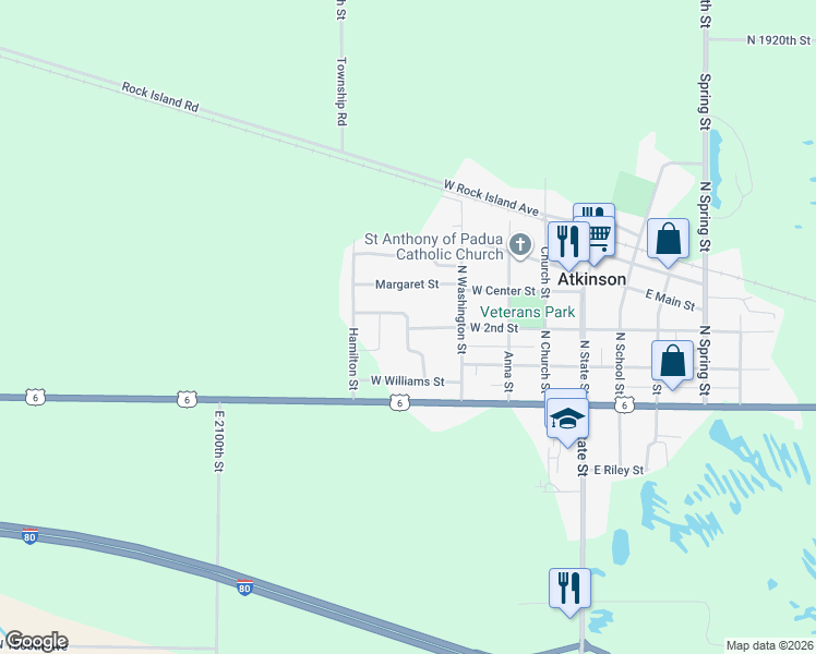 map of restaurants, bars, coffee shops, grocery stores, and more near 215 Causemaker Dr in Atkinson