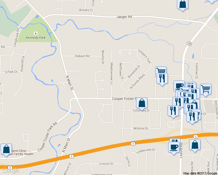 map of restaurants, bars, coffee shops, grocery stores, and more near 1140 Meadowview Lane in Amherst