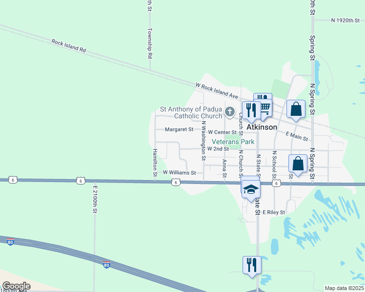 map of restaurants, bars, coffee shops, grocery stores, and more near 207-215 Causemaker Dr in Atkinson