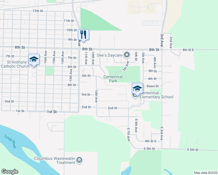 map of restaurants, bars, coffee shops, grocery stores, and more near 401 9th Avenue in Columbus
