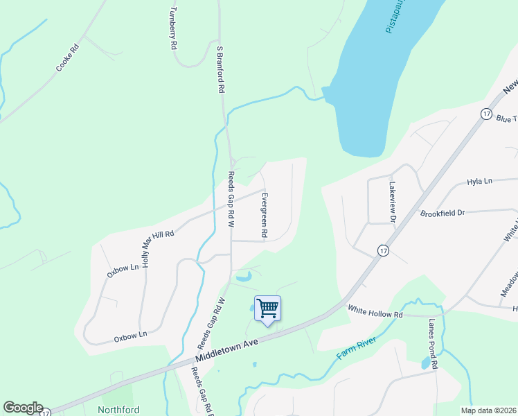 map of restaurants, bars, coffee shops, grocery stores, and more near 24 Evergreen Road in Northford