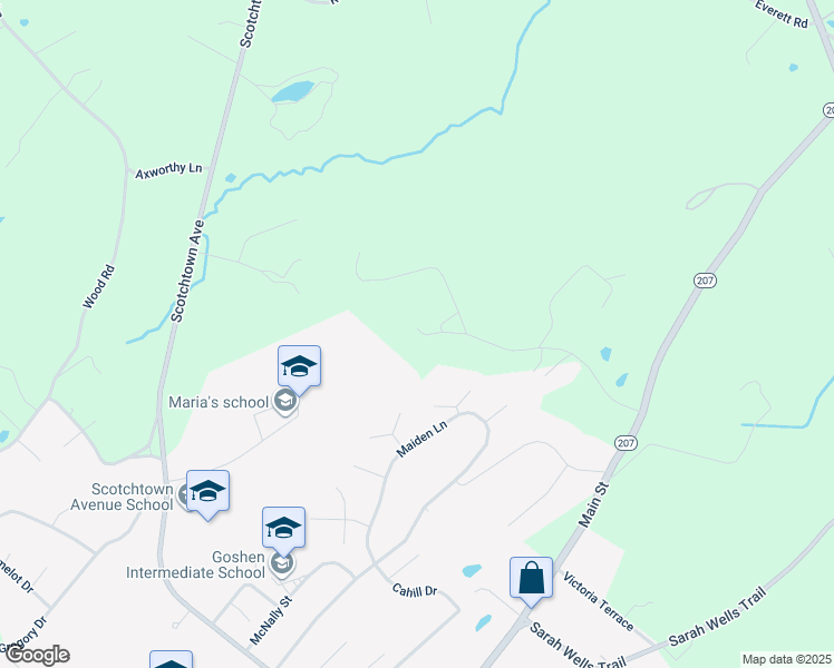 map of restaurants, bars, coffee shops, grocery stores, and more near 57 Greencrest Road in Goshen