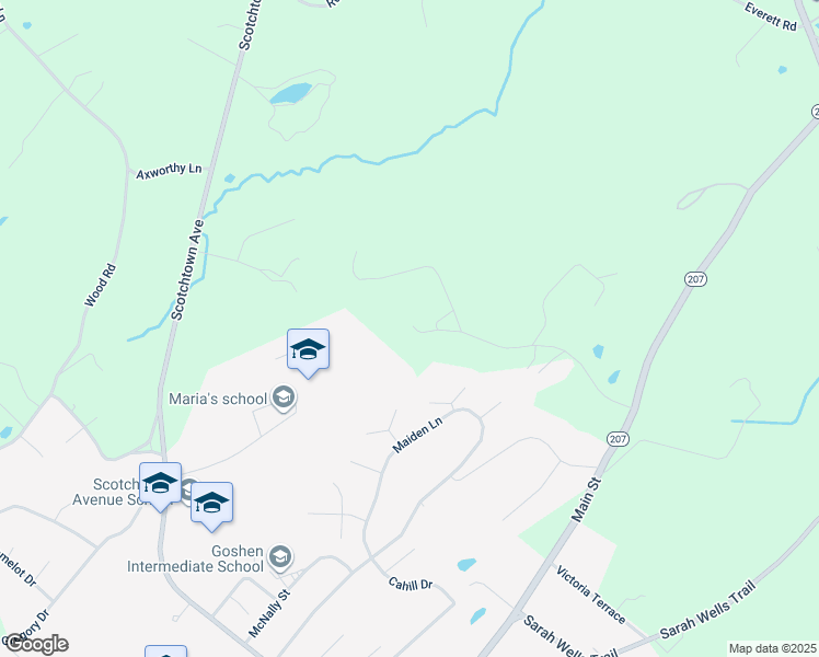 map of restaurants, bars, coffee shops, grocery stores, and more near 57 Greencrest Road in Goshen