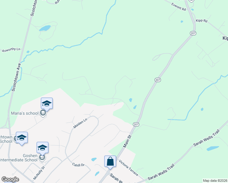 map of restaurants, bars, coffee shops, grocery stores, and more near 44 Greencrest Road in Goshen