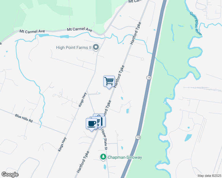 map of restaurants, bars, coffee shops, grocery stores, and more near 1946 Hartford Turnpike in North Haven
