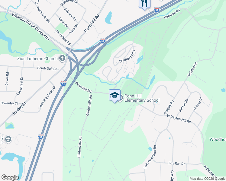 map of restaurants, bars, coffee shops, grocery stores, and more near 297 Pond Hill Road in Wallingford