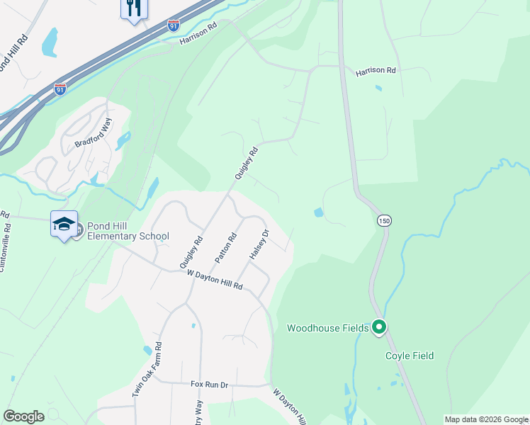 map of restaurants, bars, coffee shops, grocery stores, and more near 38 Halsey Drive in Wallingford