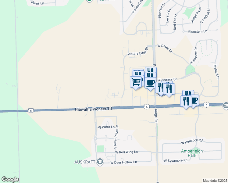 map of restaurants, bars, coffee shops, grocery stores, and more near 701 Heritage Woods Drive in Minooka