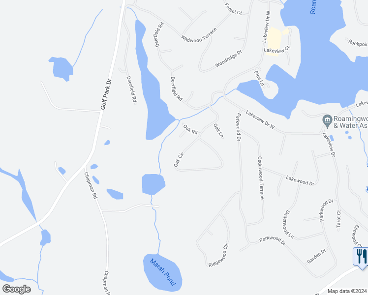 map of restaurants, bars, coffee shops, grocery stores, and more near 2511 Oak Circle in Hamlin