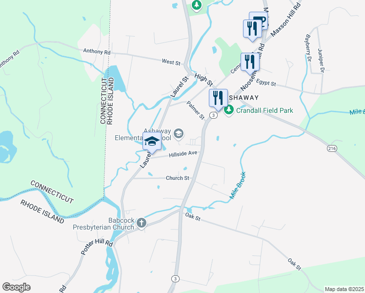 map of restaurants, bars, coffee shops, grocery stores, and more near 12 Hillside Avenue in Hopkinton