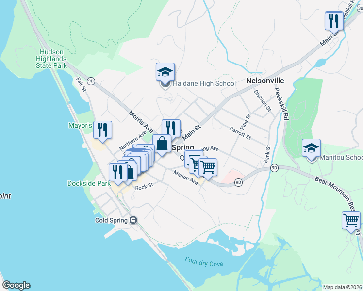 map of restaurants, bars, coffee shops, grocery stores, and more near in Cold Spring