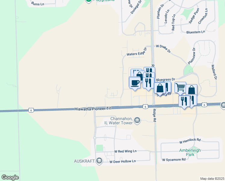 map of restaurants, bars, coffee shops, grocery stores, and more near 701 Heritage Woods Drive in Minooka