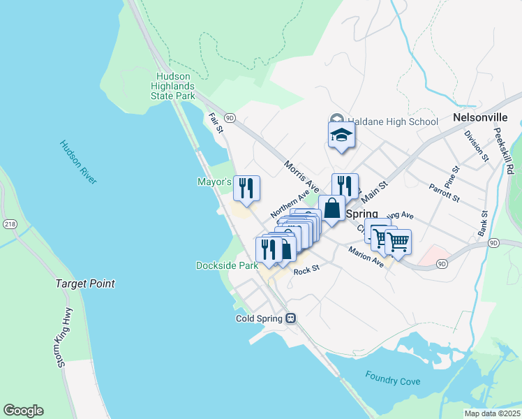map of restaurants, bars, coffee shops, grocery stores, and more near 52 Fair Street in Philipstown