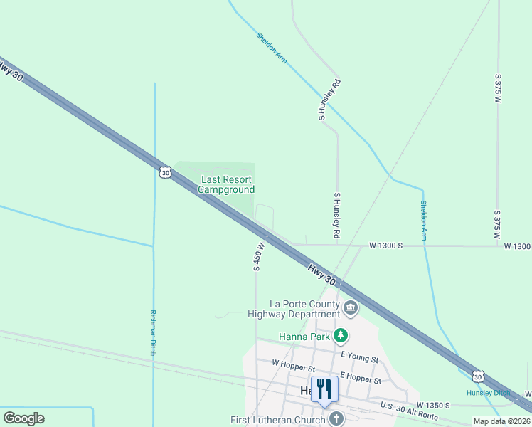 map of restaurants, bars, coffee shops, grocery stores, and more near 4611 West 1300 South in Hanna