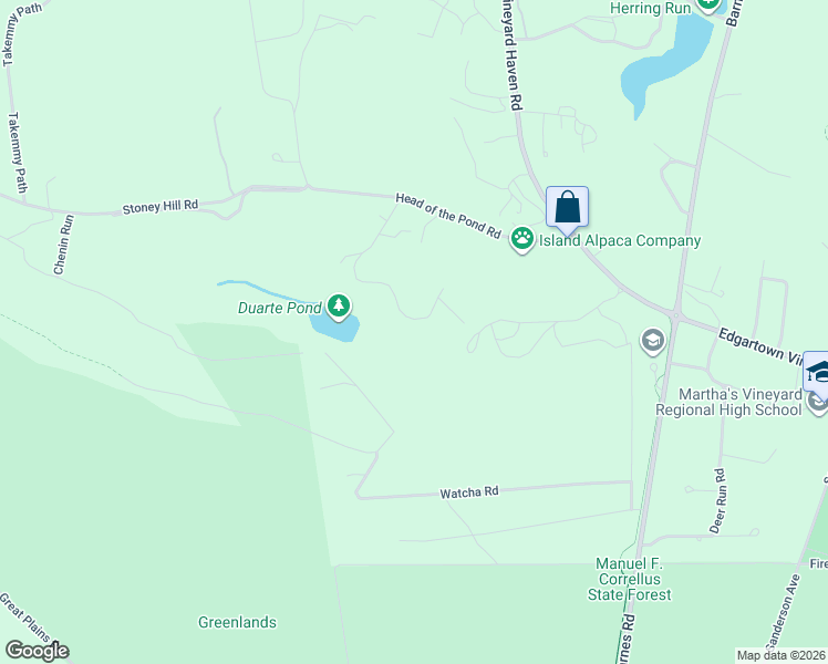 map of restaurants, bars, coffee shops, grocery stores, and more near 33 Iron Hill Road in Oak Bluffs