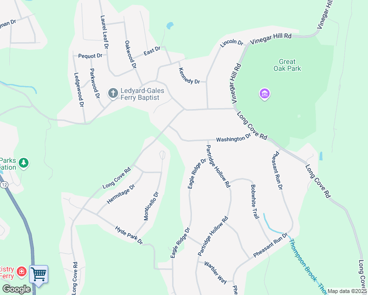 map of restaurants, bars, coffee shops, grocery stores, and more near 31 Washington Drive in Ledyard