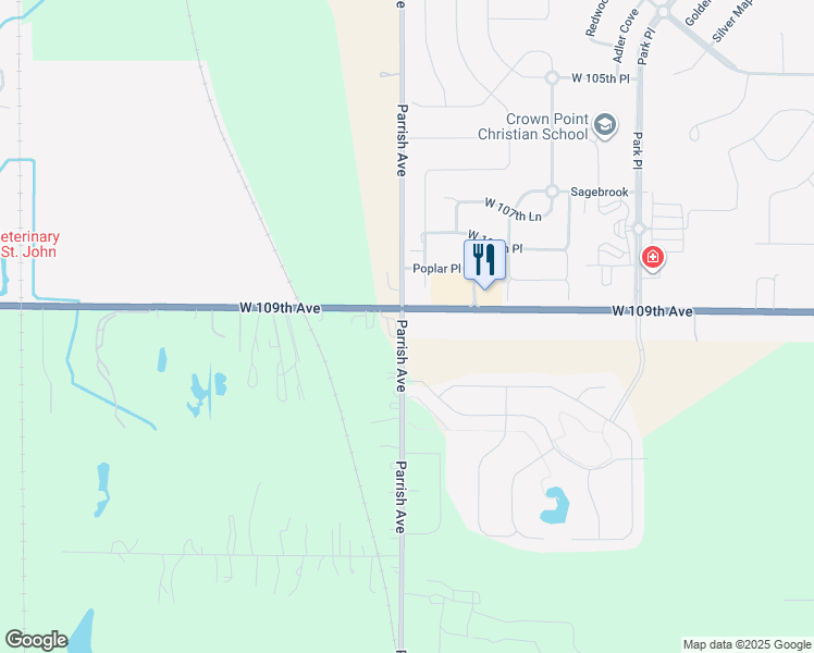 map of restaurants, bars, coffee shops, grocery stores, and more near 10929 Parrish Avenue in Cedar Lake