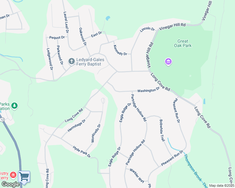 map of restaurants, bars, coffee shops, grocery stores, and more near 31 Washington Drive in Ledyard