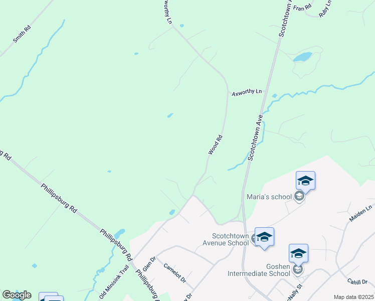 map of restaurants, bars, coffee shops, grocery stores, and more near 9 Wood Road in Goshen