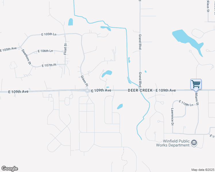 map of restaurants, bars, coffee shops, grocery stores, and more near 6010 East 109th Avenue in Crown Point